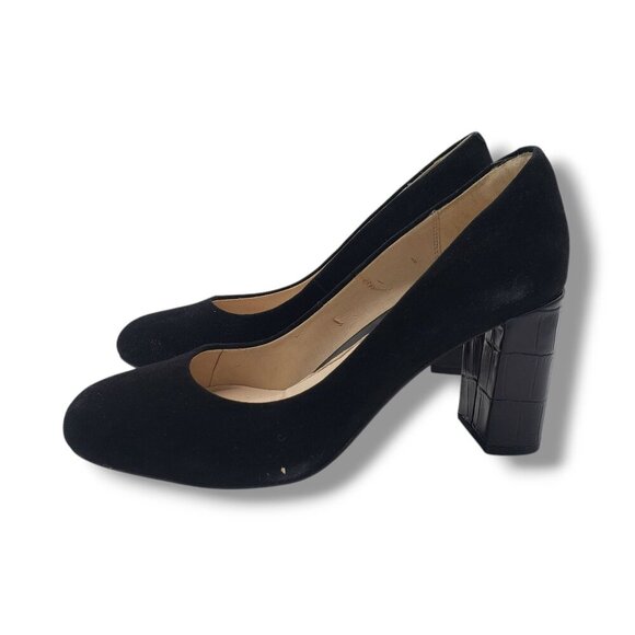 Clarks Narrative Gabriel Mist Pump Womens 8 Black Suede Square Toe - Picture 5 of 11